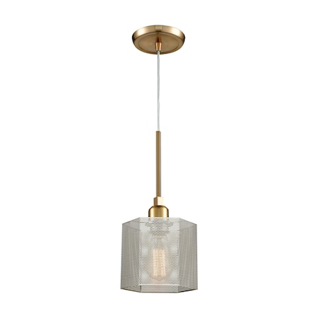 Compartir 1-Lght Mini Pendant In Satin Brss W/Perforated Metal Shade